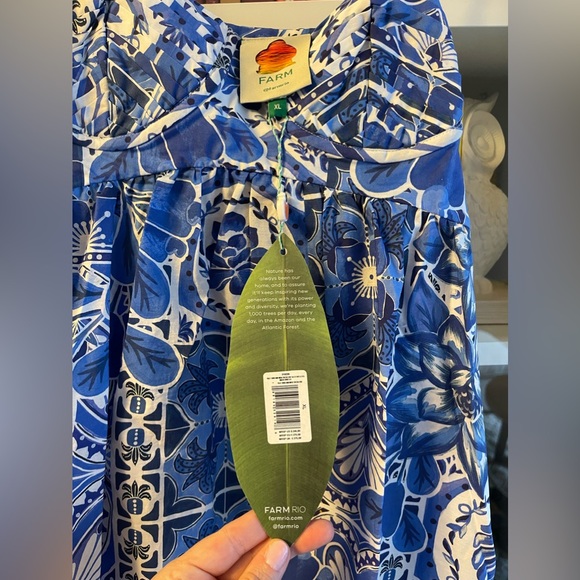 NWT FARM RIO Blue Tile Dream Maxi Dress - Picture 8 of 9